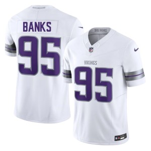 #95 Stitched White Men's Alternate Caleb Banks The Vikes Jerseys 535289-727