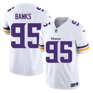 #95 NFL Mens White Caleb Banks The Purple Jersey 240257-636