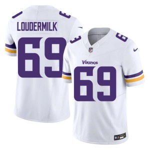 #69 White Vikings Men Limited Isaiahh Loudermilk Jersey 508972-837
