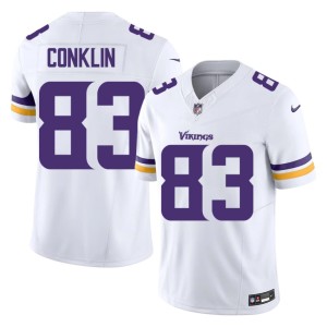#83 The Purple and Gold Tyler Conklin Replica White Men Jerseys 553564-162