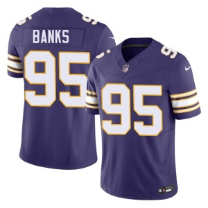 #95 Throwback NIL Caleb Banks Purple Mens The Purple and Gold Jersey 602982-550