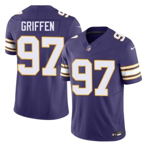 #97 Vikings Everson Griffen Replica Men Throwback Purple Jerseys 684397-502