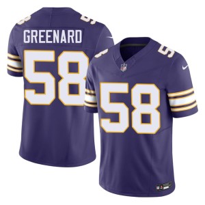 #58 Mens The Vikes Throwback Jonathan Greenard Purple Limited Jerseys 347291-505