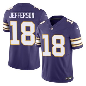 #18 Justin Jefferson Men Vikings Official Purple Throwback Jerseys 680194-365