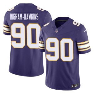 #90 Minnesota Vikings Tyrion Ingram-Dawkins Player Throwback Mens Purple Jersey 826080-699