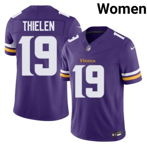#19 MIN Vikings Adam Thielen Purple Embroidery Womens Jerseys 175434-579