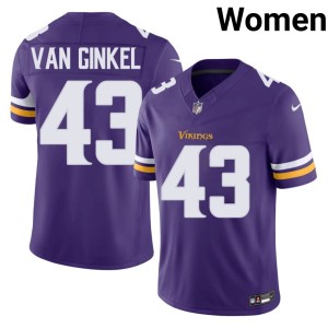 #43 Andrew Van Ginkel Football Womens Vikings Purple Jerseys 936604-677