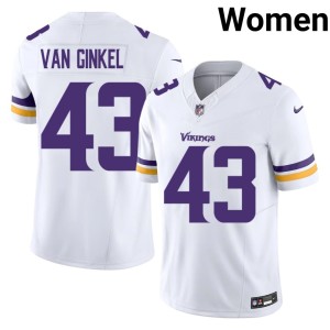 #43 Andrew Van Ginkel Women NFL White MIN Vikings Jerseys 325928-961