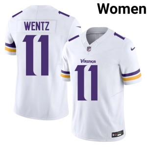 #11 Embroidery Carson Wentz White Women The Purple and Gold Jersey 896685-593