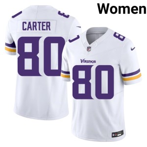 #80 Women's Minnesota Cris Carter NFL White Jerseys 377932-480