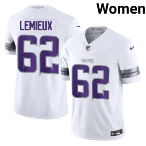 #62 Vikings Nation White Football Delby Lemieux Alternate Women's Jerseys 834235-814
