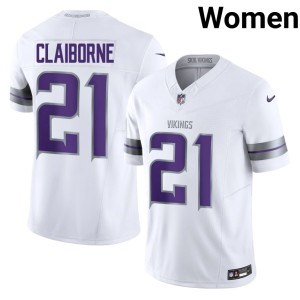 #21 Demond Claiborne The Vikes Women's Embroidery Alternate White Jerseys 217378-793