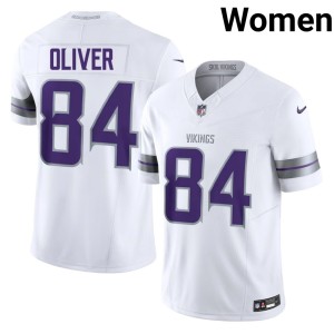 #84 Football White Women's Alternate Vikings Josh Oliver Jerseys 233053-446