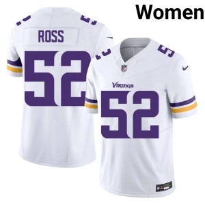 #52 Women Vikings Nation Embroidery Josh Ross White Jerseys 646978-444
