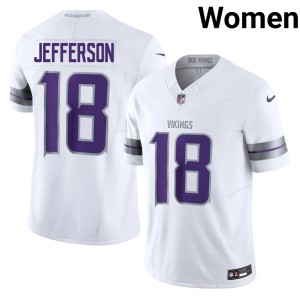 #18 The Vikes White Justin Jefferson Womens Official Alternate Jersey 367384-688