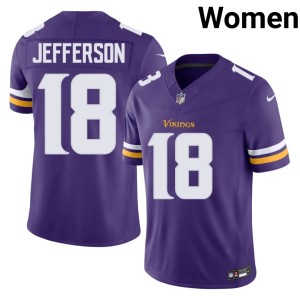 #18 Minnesota Vikings Women's Purple Justin Jefferson Player Jersey 117504-662