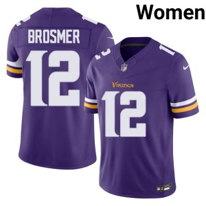 #12 Vikings Max Brosmer Replica Women's Purple Jersey 792684-497