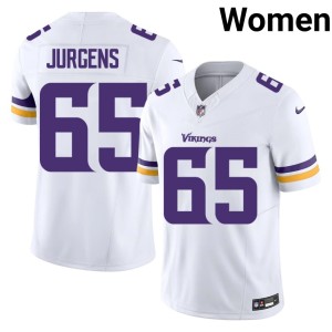 #65 Vikings Nation Michael Jurgens Womens White Stitched Jerseys 375503-568