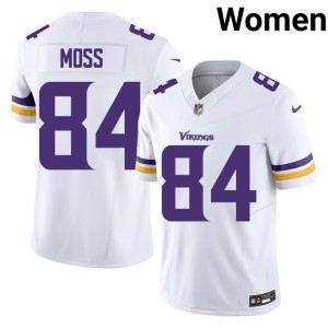 #84 Women Stitched Randy Moss The Purple and Gold White Jerseys 813299-617