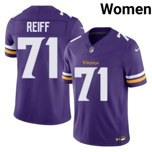#71 Vikings Football Riley Reiff Purple Women Jersey 494606-134