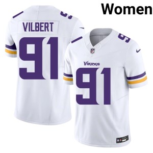 #91 Minnesota Vikings Smith Vilbert Player White Women Jerseys 127683-641