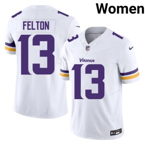 #13 Tai Felton Stitched Women's White Minnesota Vikings Jerseys 609364-498