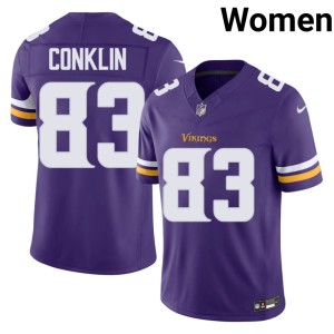 #83 Tyler Conklin Women's Vikings Game Purple Jersey 369843-423