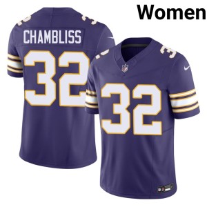 #32 Women's Throwback Replica Purple MIN Vikings Chaz Chambliss Jerseys 455003-876