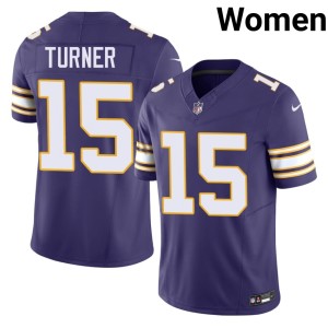 #15 Throwback MIN Vikings Womens Purple Game Dallas Turner Jerseys 566613-272