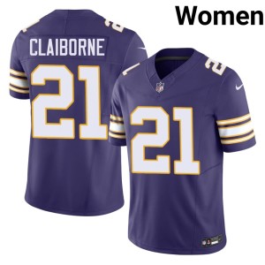 #21 Minnesota Vikings 2026 Purple Women Demond Claiborne Throwback Jersey 110800-369