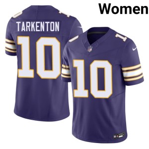 #10 NFL Fran Tarkenton Throwback Women's Purple Minnesota Jersey 479564-754
