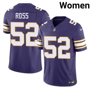 #52 Vikings Nation Throwback Women Replica Josh Ross Purple Jersey 698947-400