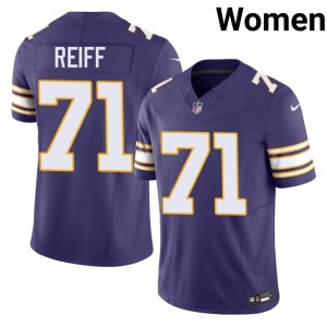 #71 The Vikes Throwback Purple Stitched Riley Reiff Women's Jerseys 362616-151