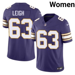 #63 Embroidery Tristan Leigh Vikings Nation Women's Purple Throwback Jerseys 667894-213
