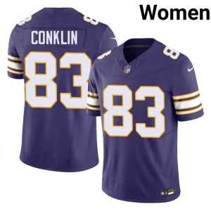 #83 Replica MIN Vikings Throwback Women Purple Tyler Conklin Jersey 663297-952