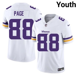 #88 Youth The Purple and Gold Embroidery Alan Page White Jersey 514450-401