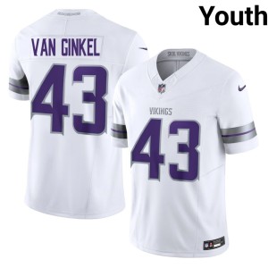 #43 Vikings Alternate Embroidery Youth White Andrew Van Ginkel Jersey 518284-730