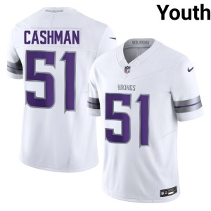 #51 White 2026 Youth Blake Cashman Alternate Purple Pride Jersey 366634-798