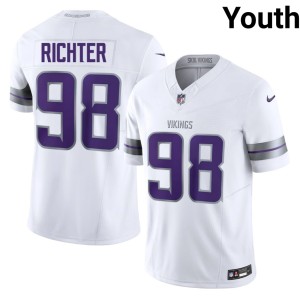 #98 Bo Richter Minnesota White Embroidery Alternate Youth Jerseys 235829-921