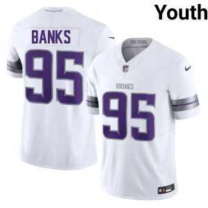 #95 Football Minnesota Vikings Alternate Youth White Caleb Banks Jerseys 853656-113