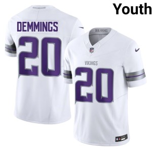 #20 Alternate White The Purple and Gold Youth Embroidery Charles Demmings Jerseys 738377-723