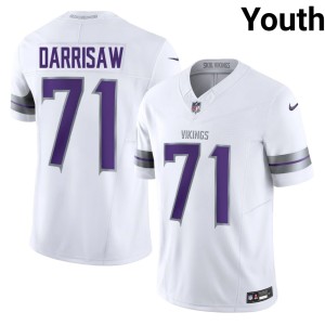 #71 Vikings Nation Christian Darrisaw Youth White Embroidery Alternate Jersey 278927-191