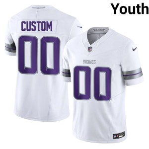 #00 Youth Stitched Alternate Custom White Vikings Nation Jerseys 523740-782