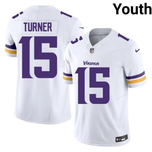 #15 Youth Dallas Turner Embroidery The Vikes White Jersey 777605-139