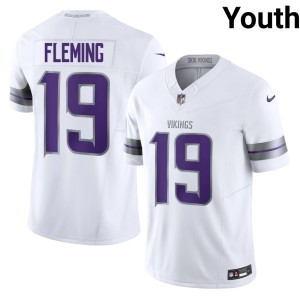 #19 Youth MIN Vikings Alternate Dontae Fleming White Embroidery Jerseys 668436-564