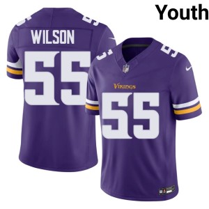 #55 Eric Wilson Limited Youth Vikings Nation Purple Jerseys 409704-239