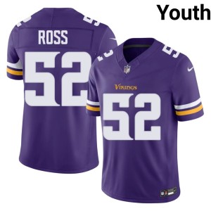 #52 Minnesota Vikings Football Purple Youth Josh Ross Jersey 590921-507