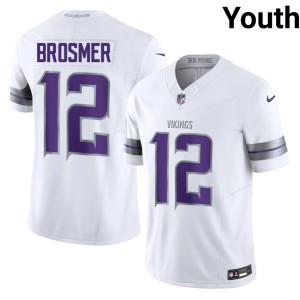 #12 White Embroidery Max Brosmer Alternate Youth MIN Jerseys 657239-730