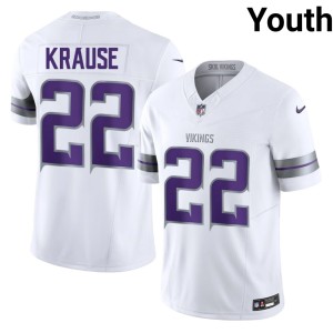 #22 Youth Vikings Paul Krause Alternate White Official Jerseys 821437-922