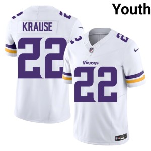 #22 Vikings Nation Paul Krause White Youth Replica Jersey 988619-953